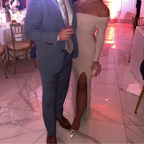 Club L London 
TIMELESS BLUSH WRAP FRONT BARDOT MAXI DRESS - Picture 2 of 3